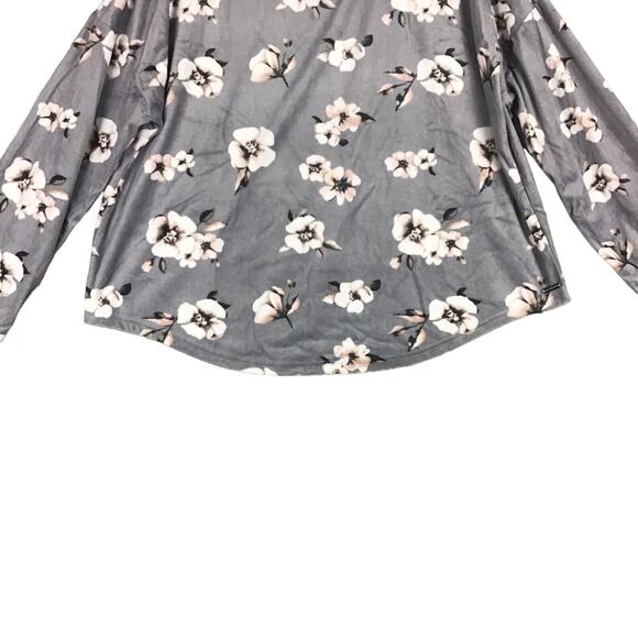 Tahari Women’s XL Floral Stretch Sleep Top – Soft Gray Lounge Shirt - Picture 8 of 14